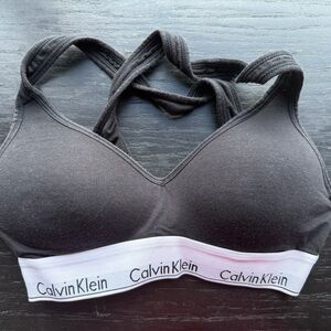 Calvin Klein Black and White Cross-Back Bra